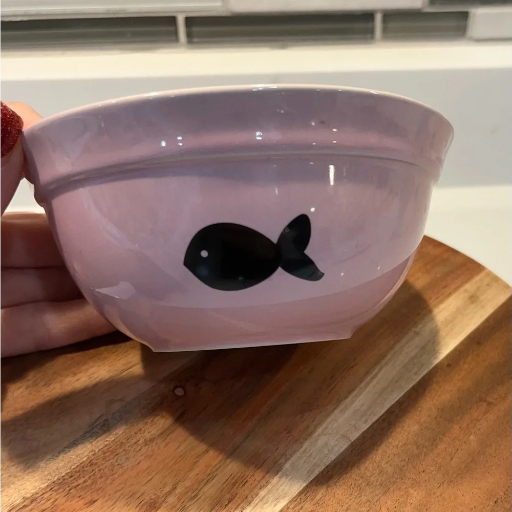 Cat ceramic food water bowl adorable pink by Fido’s Dinner